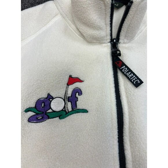 Eddie Bauer Vintage Womens Polartec Pockets Zip Golf Graphic Fleece Vest Sz M - Picture 15 of 16